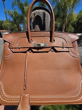 large leather handbag